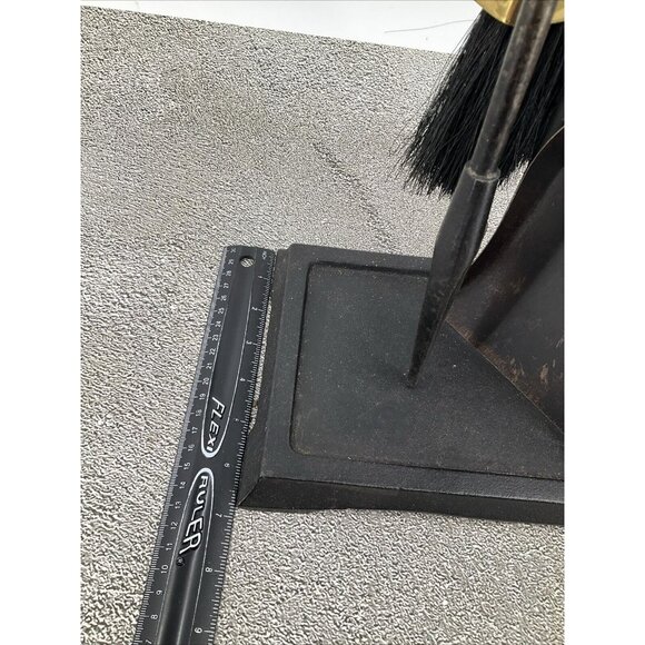 Mid-Century Modern Brass and Iron Fireplace Tool Set 3 Piece w/ stand USA - Picture 11 of 12